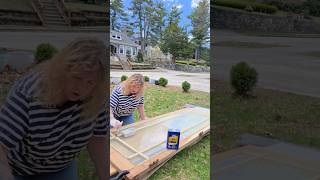 Stripping the pallet, she shed door.  #pallets #diy #sheshed