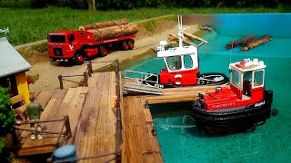 Micro RC dozer boat ”MAPLE”1/76  Playing with water diorama
