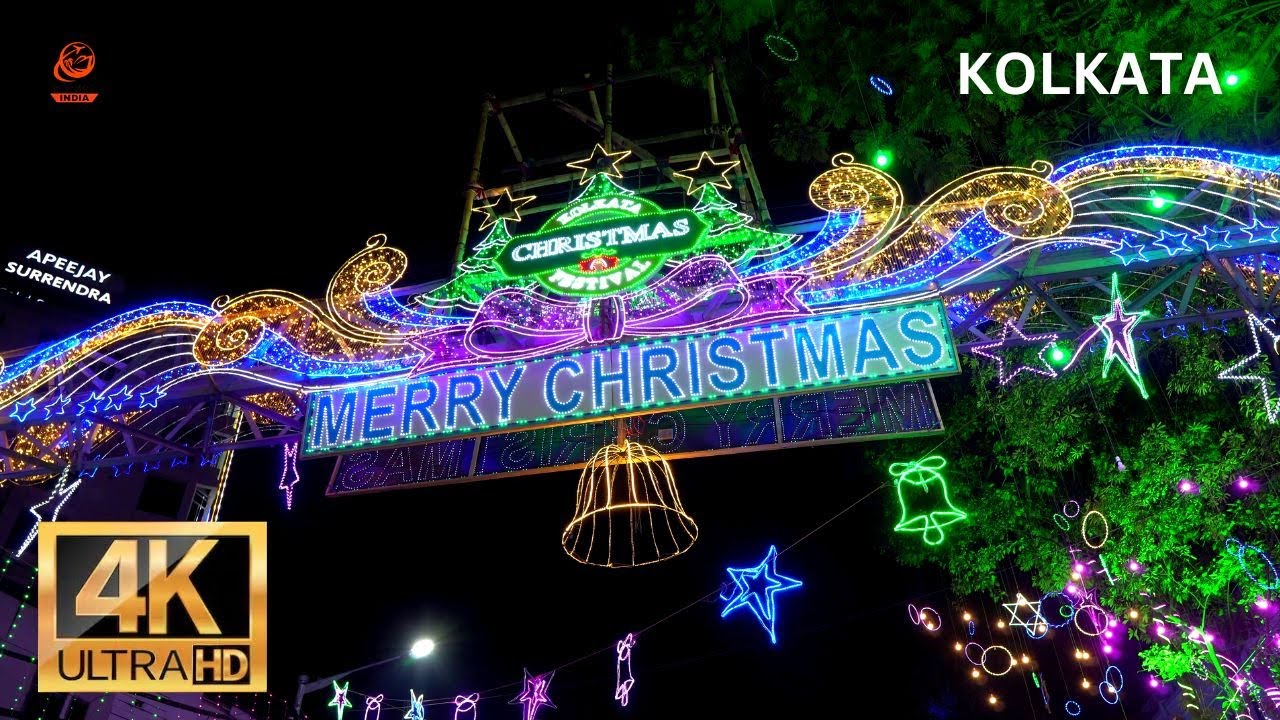 Park Street Christmas Lighting in 4K Kolkata Christmas Celebration