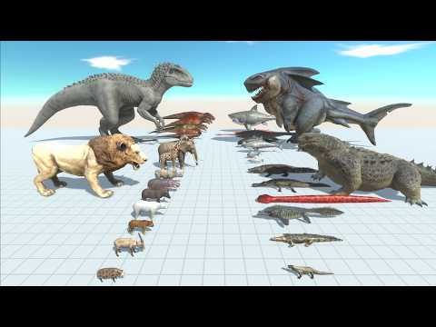 Dinosaurs and Animals vs Sea mosters and Reptiles - Animal Revolt Battle Simulator