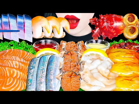 ASMR RAW SEAFOOD 노랑새조개, 전어회, 뿔소라, 멍게, 연어 Sea Pineapple, Yellow Brid <strong>Clam</strong>, Gizzard Shad MUKBANG 회먹방