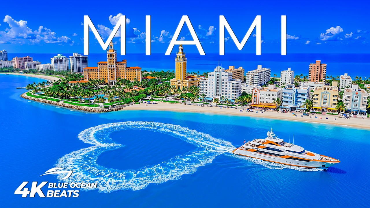 Майами 4K – Яркие виды побережья и океана под расслабляющую музыку в стиле Deep House.