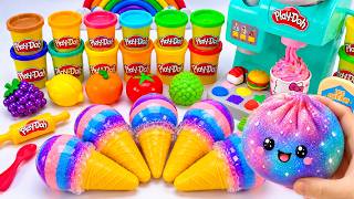 How to make Play-Doh Ice Cream Playset & Rainbow Fruits ASMR 🌈 Kinetic Sand ASMR screenshot 2