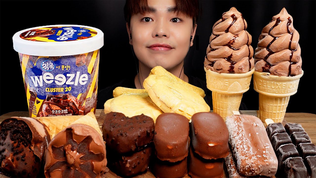달콤하고 시원한 초콜릿 아이스크림 먹방!🍫 위즐 티코 슈퍼콘 초코퍼지 빅더블콘 【한국어 자막】Chocolate Ice Cream ASMR MUKBANG