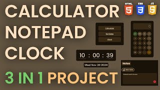 Clock, Notepad and Calculator 3 in 1 Web App (see description for source code) (easy) screenshot 3
