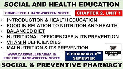 Social and health Education (complete) || Ch 2 Unit 1 || Social and preventive pharmacy 8th semester