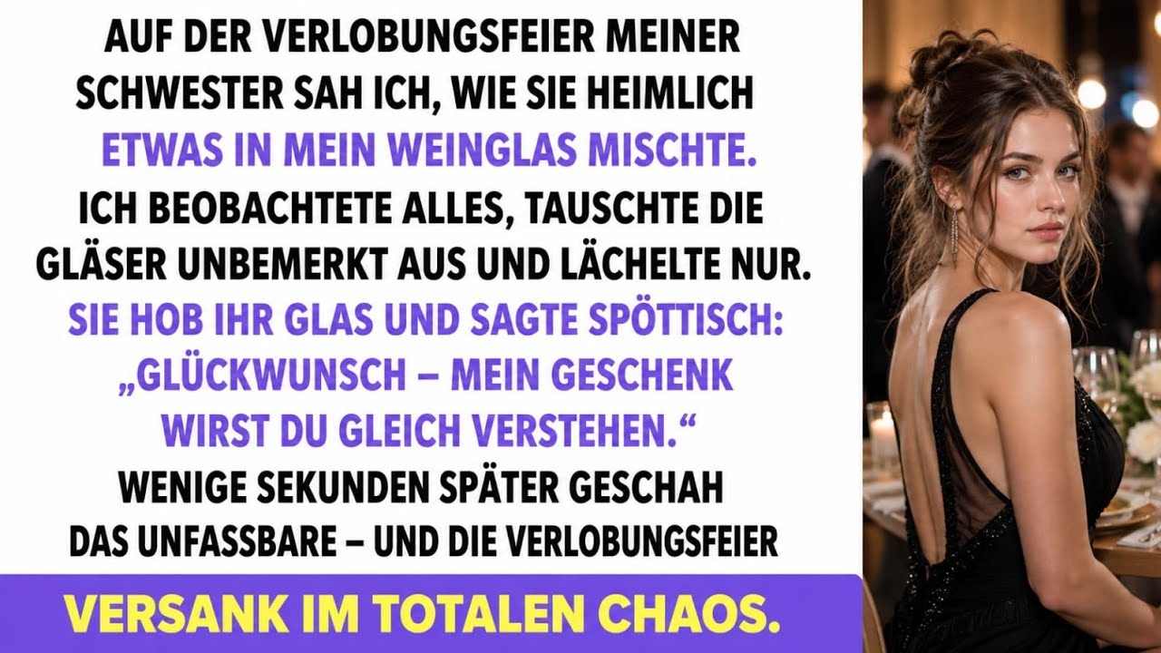 Ich stand auf der Verlobungsfeier meiner Schwester, als ich sie im Spiegelbild des Glasschranks dabei beobachtete, wie sie heimlich ein weißes Pulver in mein Glas Merlot schüttete. Sie reichte es...