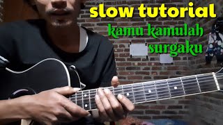 Download Lagu SLOW TUTORIAL || KUNCI DASAR \u0026 CARA PETIKAN GITAR || THE ROCK - KAMU KAMULAH SURGAKU MP3