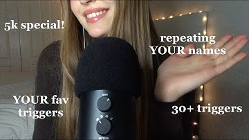 ASMR | OUR 5K CELEBRATION | repeating my subscribers names with their favourite triggers! | 2 HOURS