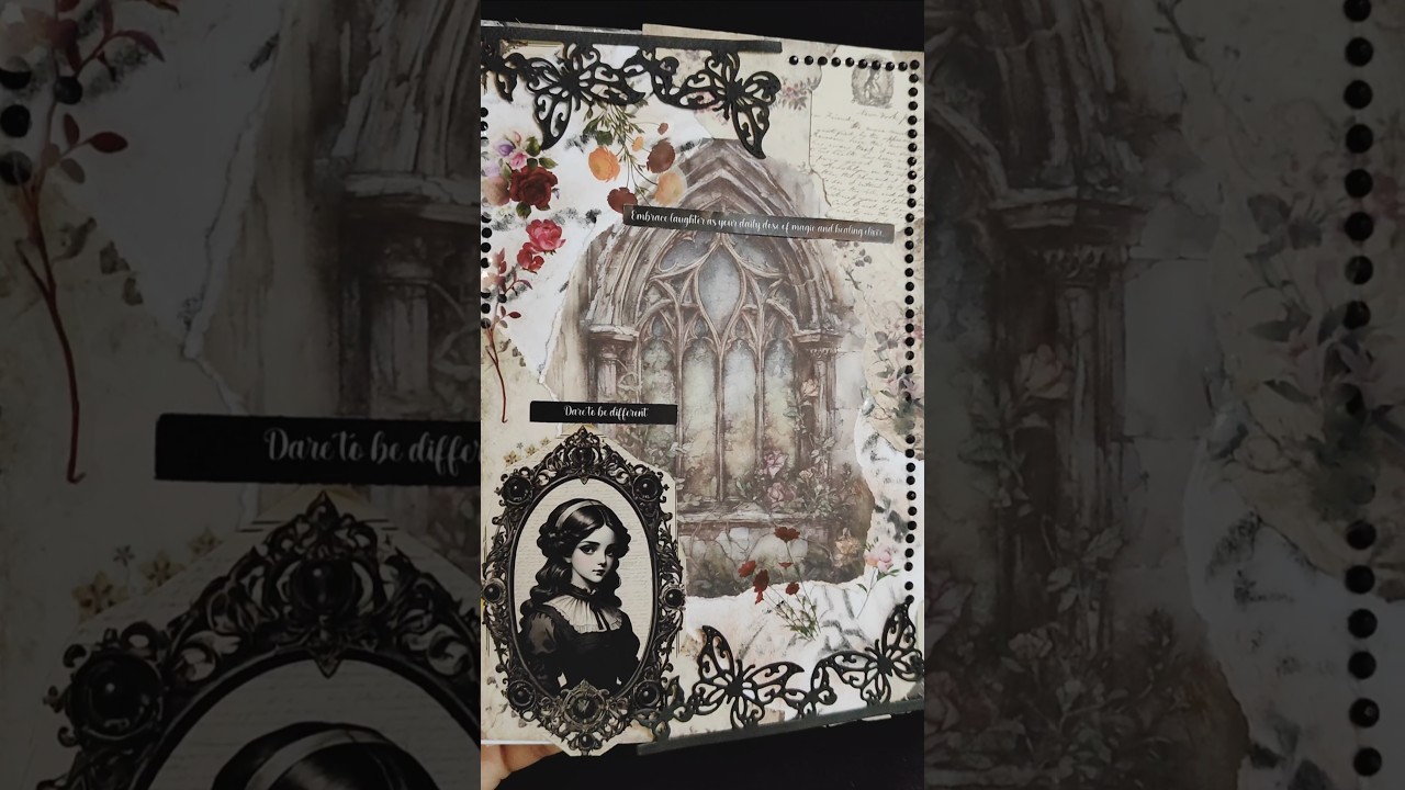 Vintage Theme Spread🤎 #journalwithme #journalingscrapbooking #asmr #vintage #yt #viralshorts #art