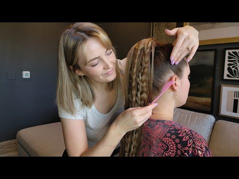 ASMR Perfectionist Slick Back High Ponytail With Extension - Makeup Application, Mini Combing, Braid