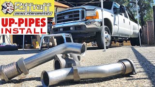 2001 F350 7.3  RiffRaff UpPipes Install  Stock up pipes leaking and falling apart JUNK!! SP