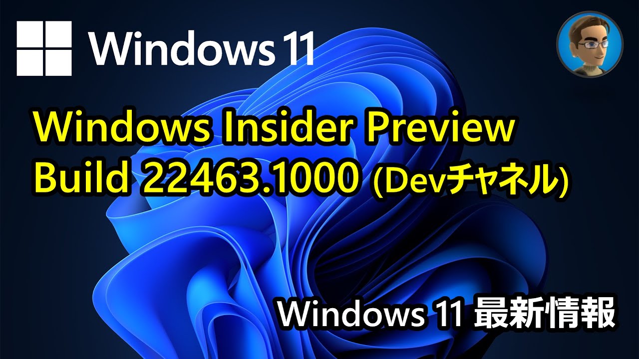 [Windows 11 最新情報] Windows Insider Preview Build 22463.1000(Devチャネル)が公開