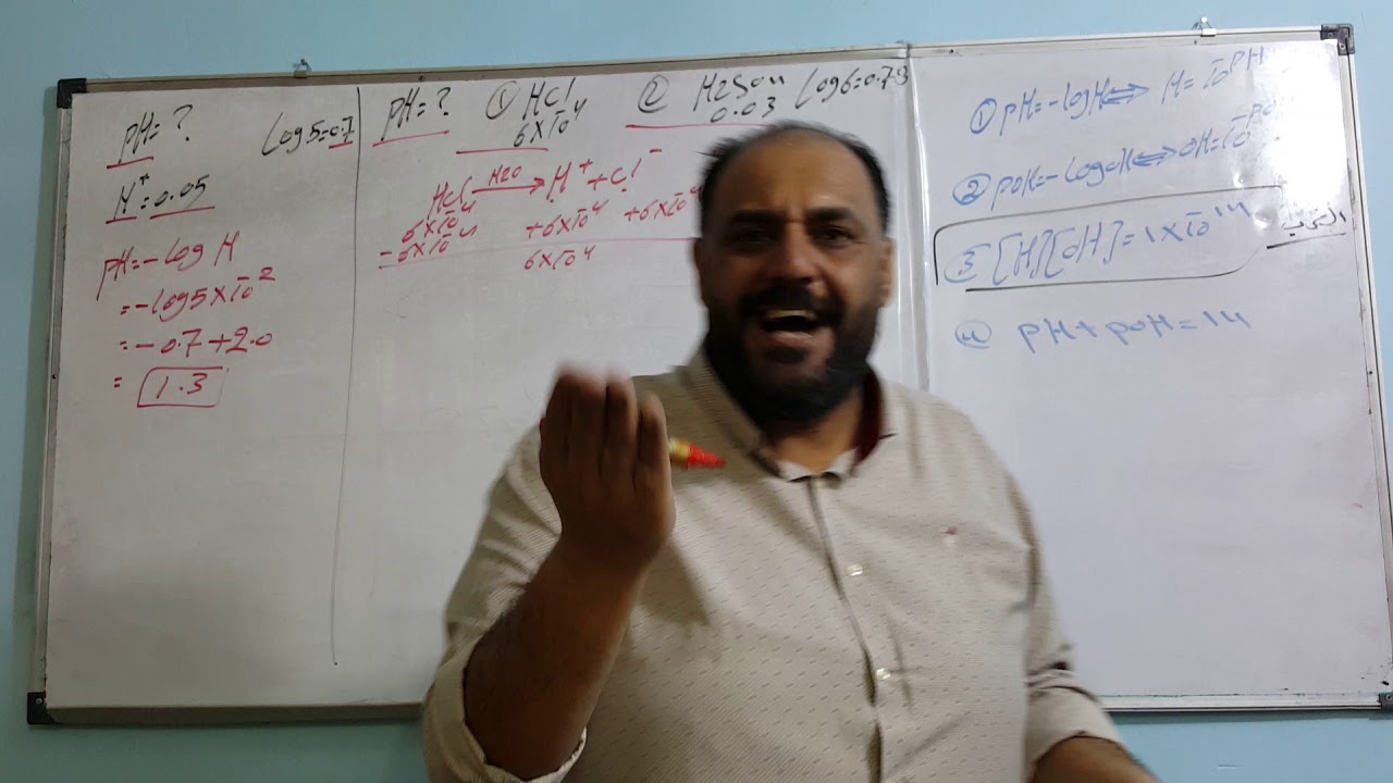 الفصل الثالث الأتزان الايوني المحاضرة الخامسة حسابات PHالجزء الأول