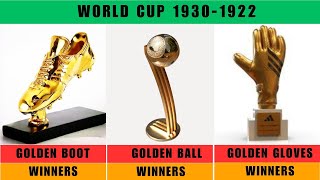 ALL GOLDEN BALL, GOLDEN BOOTS AND FOLDEN GLOVES WINNERS FORM 1930 TO 2022