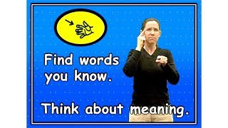 Sign Language ASL - Deaf Reading Strategies - Find words you know