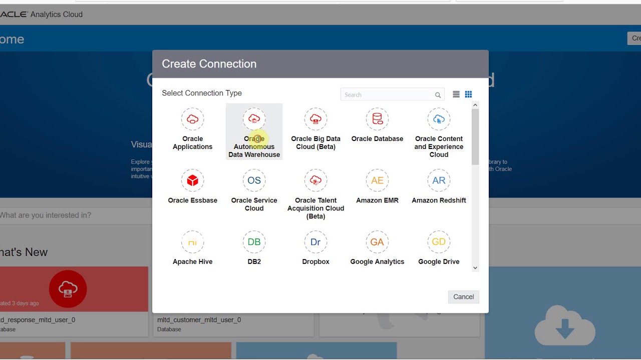 Creating connection from Oracle Analytics Cloud(OAC) to Autonomous DataWarehouse Cloud(ADWC)