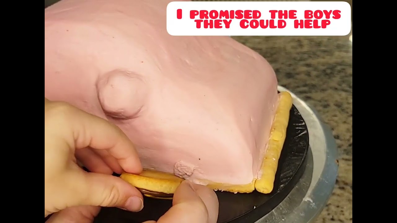 making a Kirby Car Cake from the new game Kirby and the Forgotten Land with my boys!