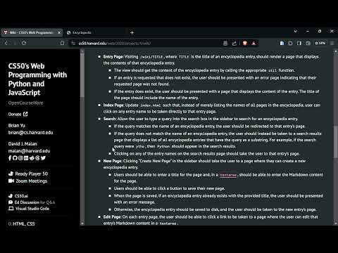 Harvard CS50 Web | Project 1: Wiki