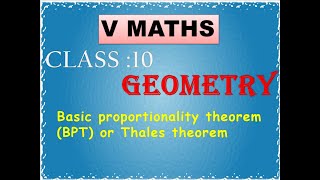 TN CLASS 10TH MATHS BASIC PROPORTIONALITY THEOREM (BPT) OR THALES THEOREM|GEOMETRY CHAPTER 4|V MATHS