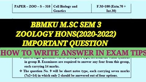 BBMKU M.SC SEM 3 IMPORTANT QUESTION (2020-2022)#m.sc #zoology #zoologynotes #biology