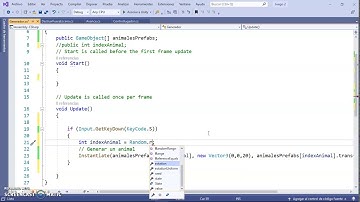 Curso de Unity - Ámbito de variables / Clase Random (Generar animales aleatorios)