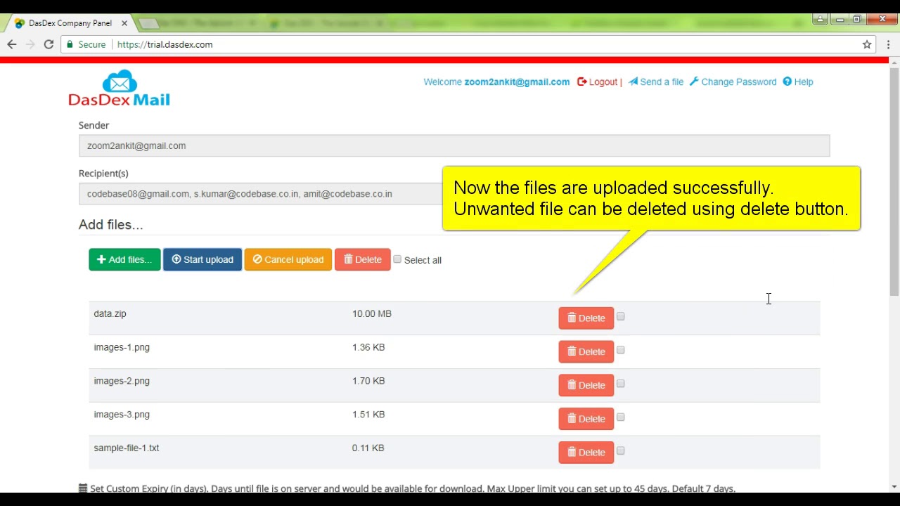 Send files securely Large file transfer DasDex Mail