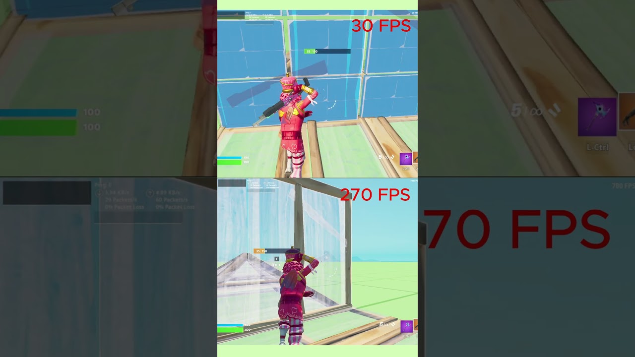 Fortnite - Edits on 30 FPS vs. 270 FPS