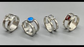 Fork and gemstone rings.  Jewelry from silverware.  Flatwearable Artisan Jewelry