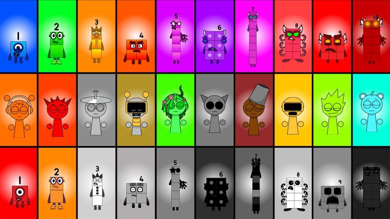 The Duel Of Three Top Superstars: Sprunki - Uncanny - Difficultyblocks Band (1-10) Who win?