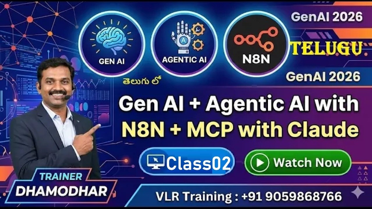 GenAi + Agentic + MCP + N8n With Claude Class02 06 PM Batch March2026 VLR Tlraning Dhamodhar 9059868