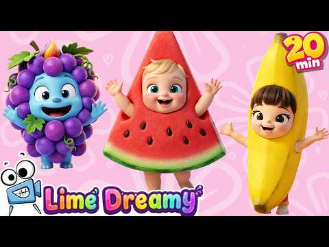 Fruit Song for Kids 🍎🍌🍓 | Learn Fruit Names & Count to 10 | 20 Min Kids Songs | Lime Dreamy