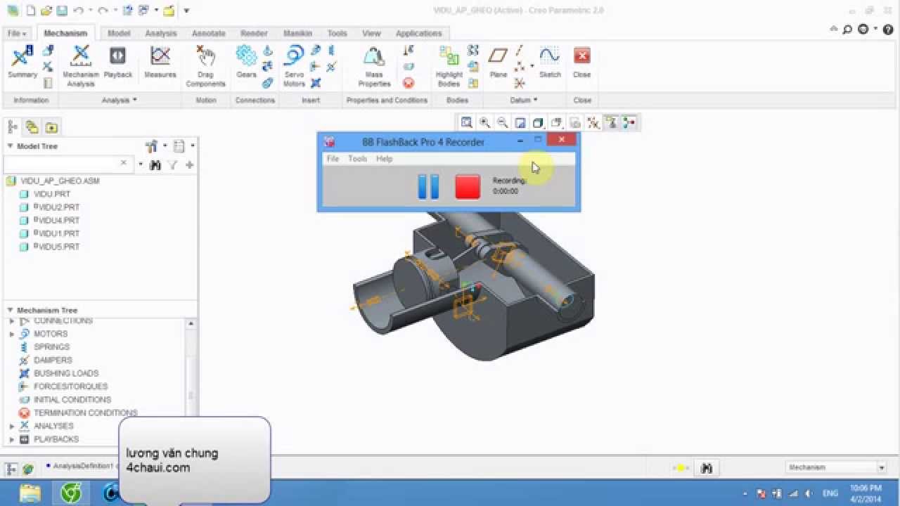 creo 2.0 demo mô phỏng chuyển động - YouTube
