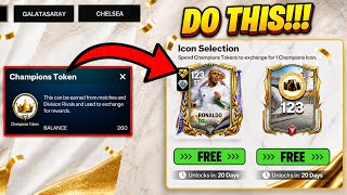 FREE 123 OVR CHAMPIONS ICONS REVEALED?! HOW TO SPEND CHAMPIONS TOKENS IN FC MOBILE!