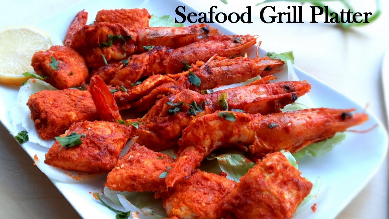 Prawns And Fish Grill Platter Prawns And Fish Fry Seafood Starters