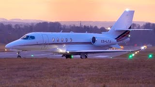 Cessna 680A Citation Latitude CS-LTJ ✈ Most Beautiful Twilight Take-Off at Bern