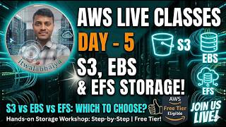 Storage Services Deep Dive Mastering S3, EBS & EFS | AWS Tutorial,difference between s3 ebs and efs
