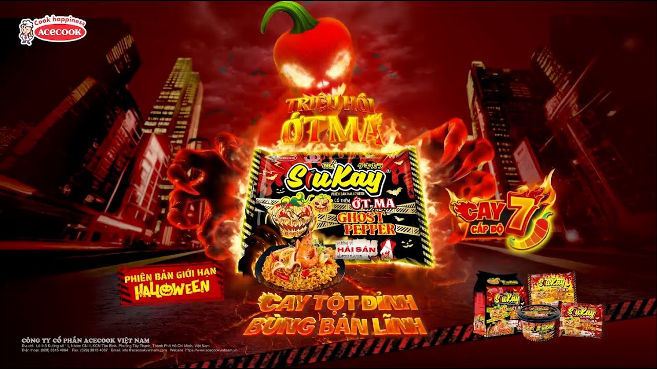 MÌ SIUKAY TUNG PHIÊN BẢN GIỚI HẠN MÙA HALLOWEEN VỚI GÓI ỚT MA MỚI - CAY TỘT ĐỈNH, BÙNG BẢN LĨNH