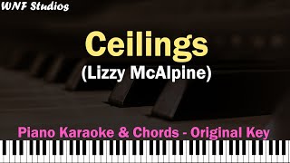 Lizzy McAlpine  - Ceilings Piano Karaoke & Chords (Original Key)