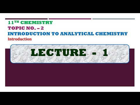 Introduction to analytical chemistry - Lecture - 1