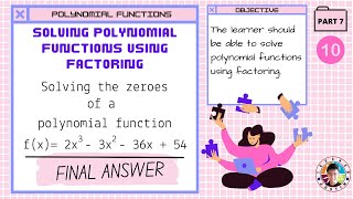 Solving Polynomial Function Using Factoring [Example 7]