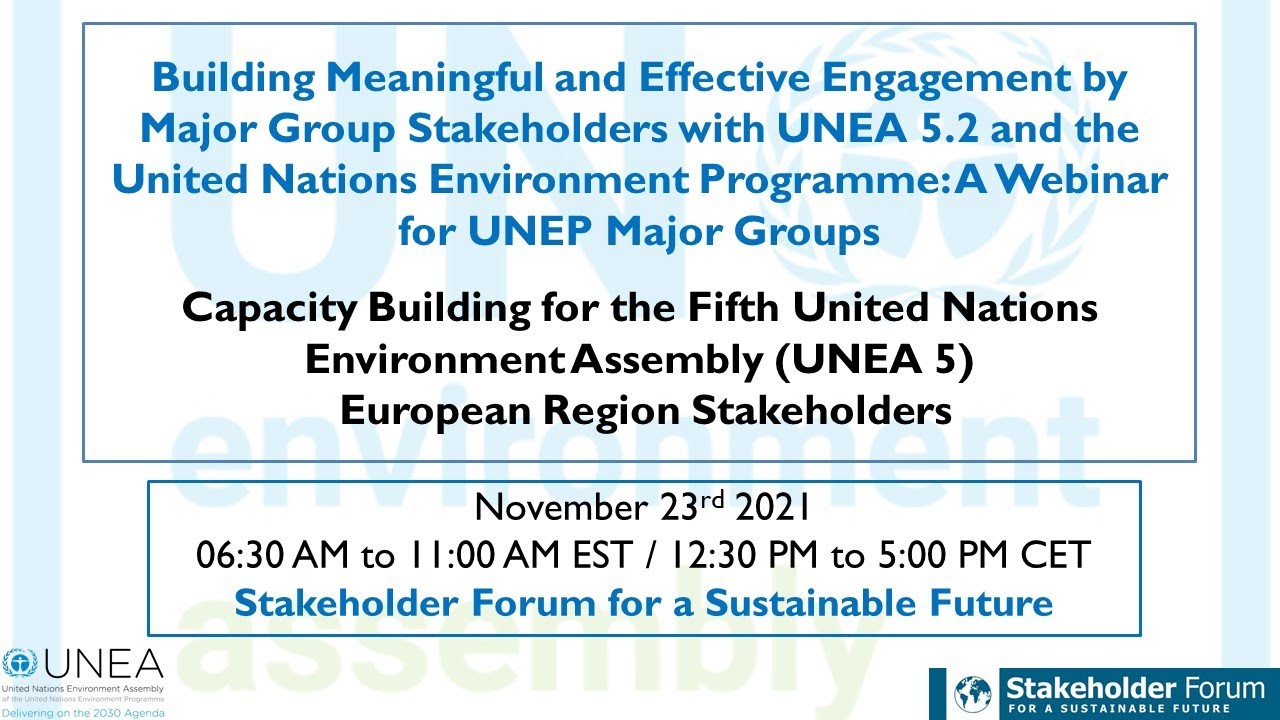 Building Meaningful and Effective Engagement by Major Group Stakeholders with UNEA 5.2 and UNEP