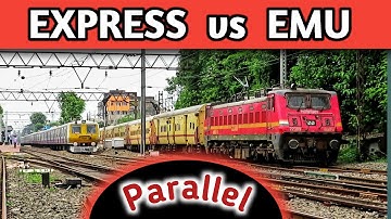 Train Race | EXPRESS vs EMU | Raxaul Howrah Exp  Races with EMU Local | Parallel Run