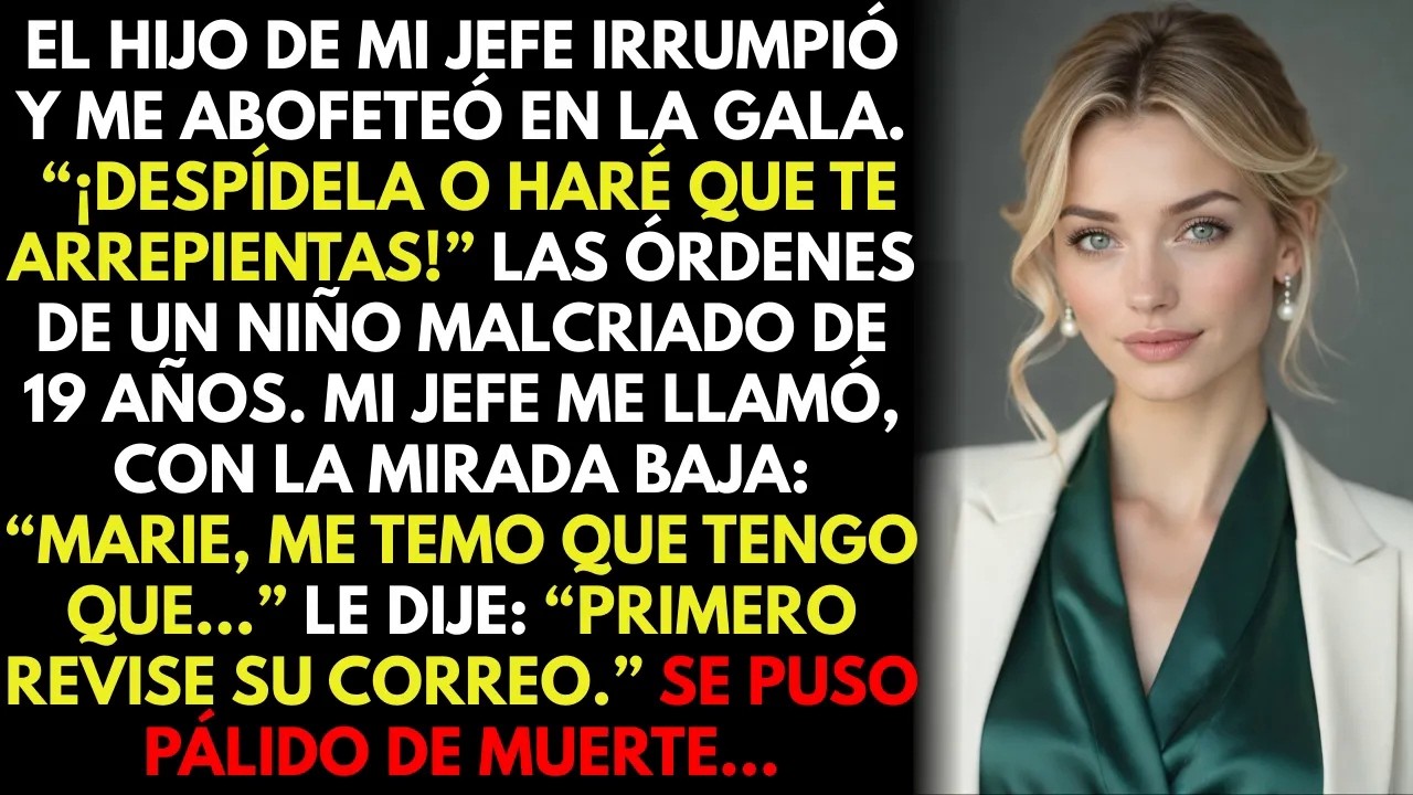 El hijo arrogante de mi jefe me abofeteó delante de todos en la gala — pero no sabía que yo ya tenía preparada una venganza que podía destruirlo.