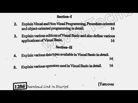 2019 KUK BCA 5th Sem Visual Basic Question Paper
