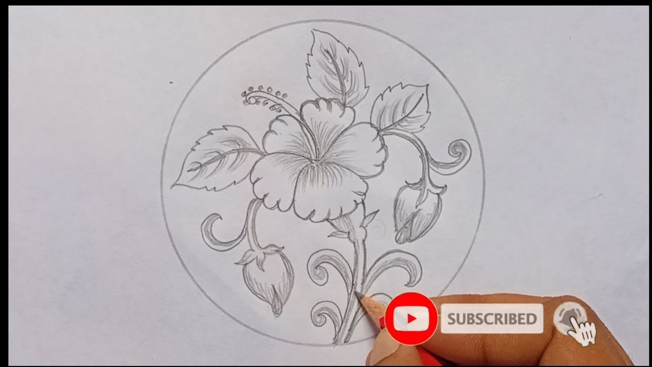 Alekhan Drawing Class 10 Up Board / गुड़हल का फूल कैसे बनाएं / Hibiscus Flower Drawing Easy 2025 ...