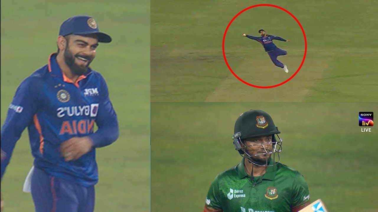 Watch Virat Kohli laughing after Stunning catch of shakib al hasan ...