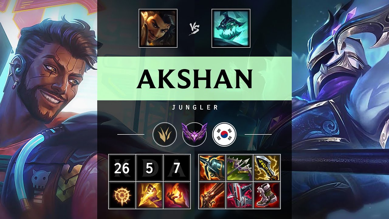 Akshan Jungle vs Hecarim: Triple Kill, Legendary - KR Master Patch 25.S1.2
