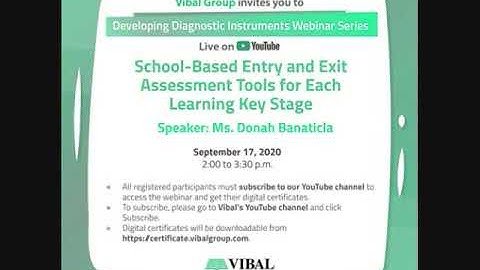 SEPTEMBER 17,2020||SCHOOL-BASED ENTRY AND EXIT ASSESSMENT TOOLS FOR EACH LEARNING KEY STAGE||REPLAY