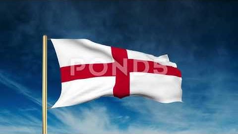 England Flag Slider Style. Waving In The Wind With Cloud Background Animation